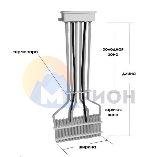 ТЭН фторопластовый, PTFE оболочка, модель 3HXO, 9000Вт, 220В, 585мм