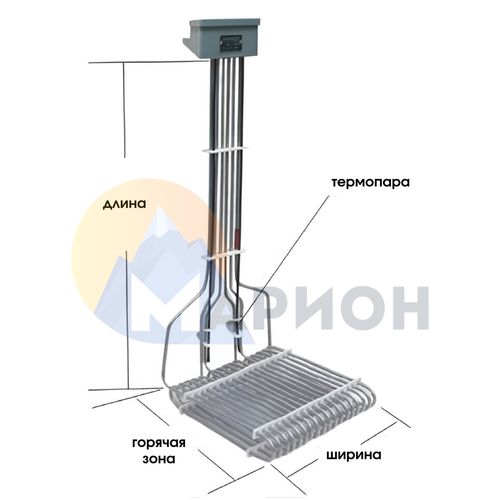 ТЭН фторопластовый, PTFE оболочка, модель 3HXOL, 24000 Вт, 220 В, 460 мм